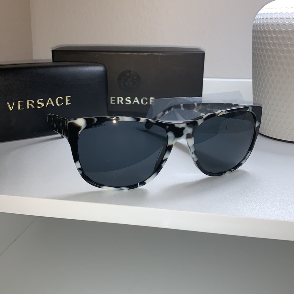 Versace Black and White Tortoiseshell Sunglasses
